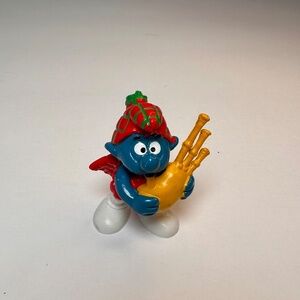 Vintage Smurf Bagpipe Smurf  W. Germany Bully Peyo PVC Figure